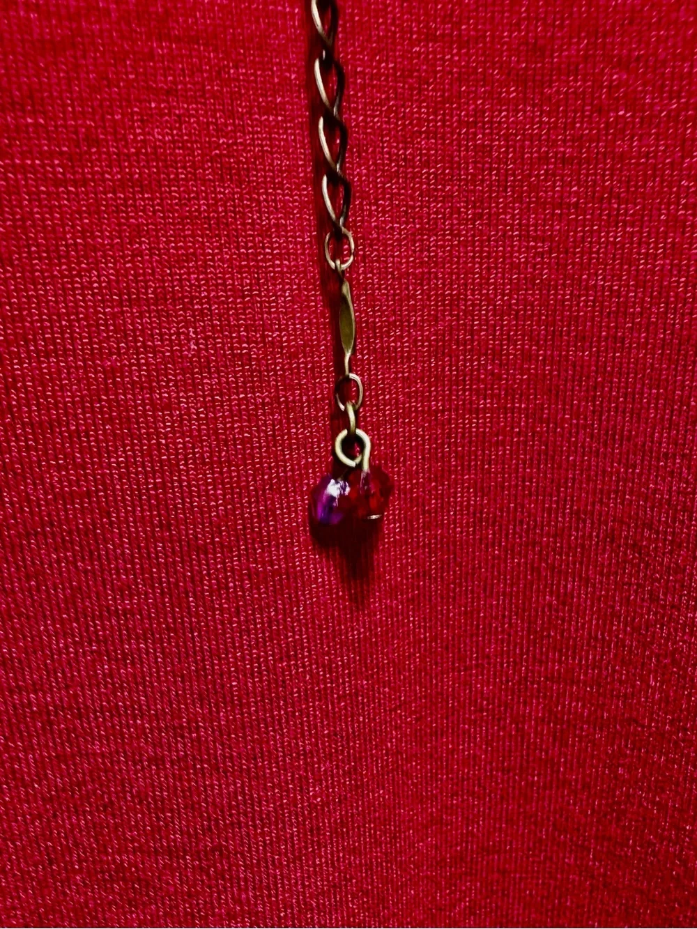 NWOT Express Brass & Drop Crystal Red, Orange & Purple Beaded Necklace